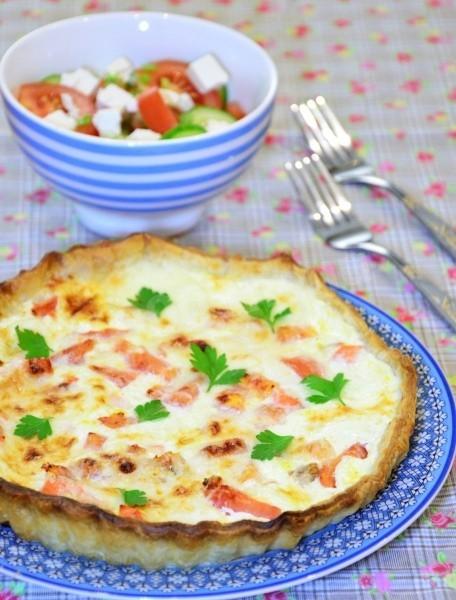 French quiche with salmon and cheese