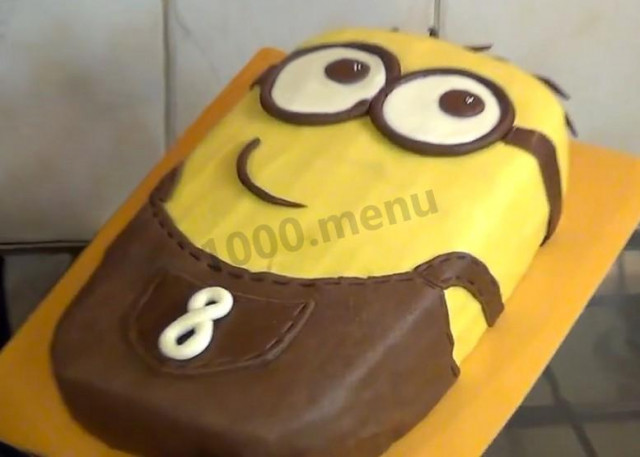 Minion cake is a chocolate sponge cake made of mastic