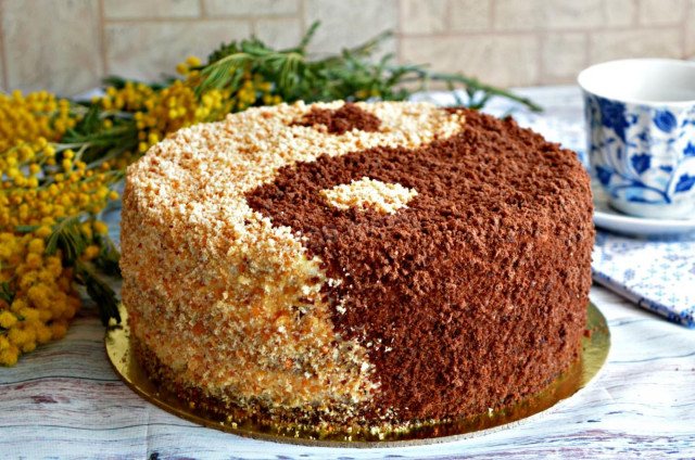 Soviet Day and Night cake with sour cream