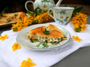 Ossetian pie with cottage cheese and herbs