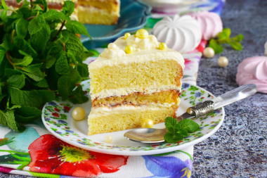 Tenderness cake with cream sundae