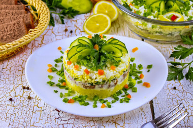 Simple canned fish salad with egg