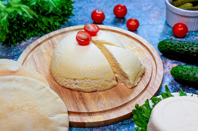 Homemade suluguni cheese