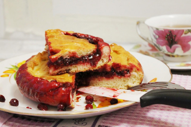 Yeast cake with cranberries