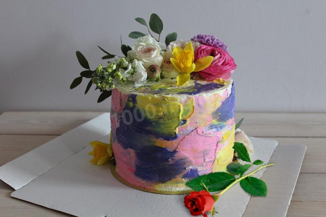 Spring cake decorated with flowers