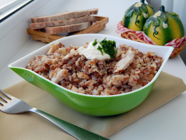 Buckwheat with chicken in sleeve