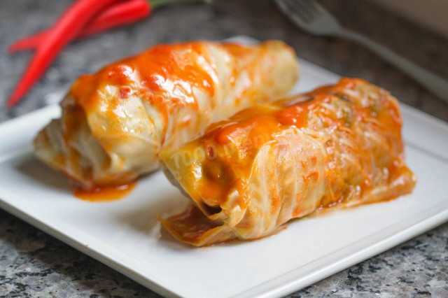 Cabbage rolls on a baking sheet