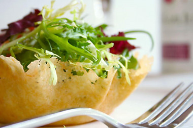 Cheese baskets made of cheese for salad