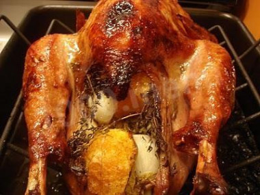 New Year's turkey stuffed with oranges