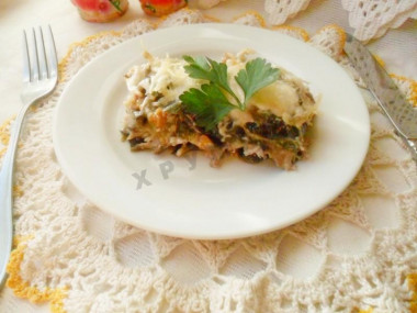 Chicken fillet casserole with eggplant and cheese