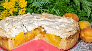 Apricot pie with shortbread meringue