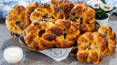 Pastry buns with poppy seeds in milk