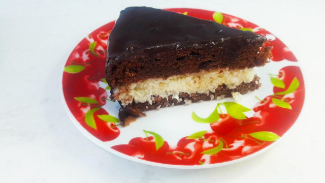 Bounty chocolate cake with coconut filling