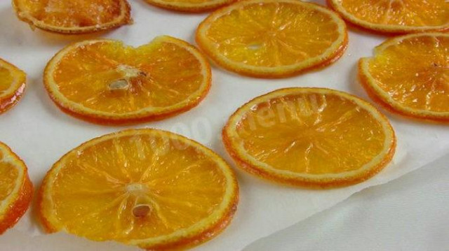 Candied whole fruits oranges with sugar