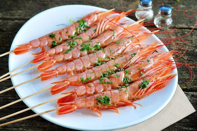 Langoustines baked in olive oil