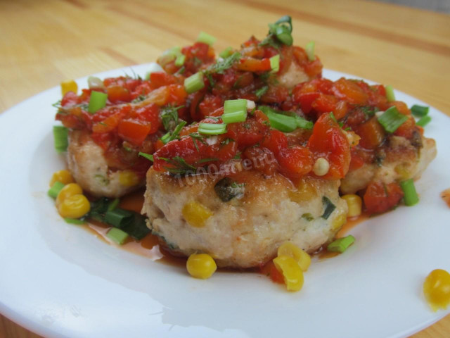 Turkey cutlets with corn delicious sauce