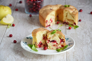 Charlotte with fruits and cranberries