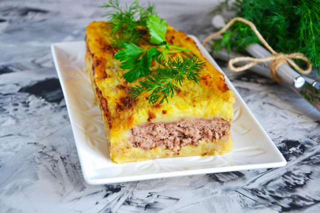 Classic potato casserole with minced meat in the oven