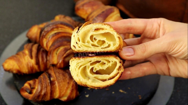 French croissants made of puff pastry