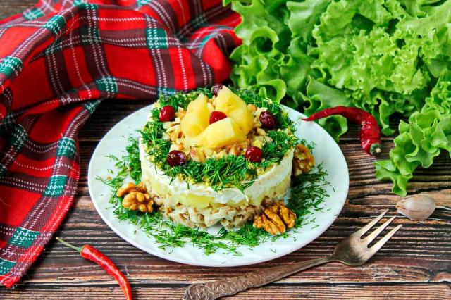 Ladies' caprice salad with chicken and pineapple