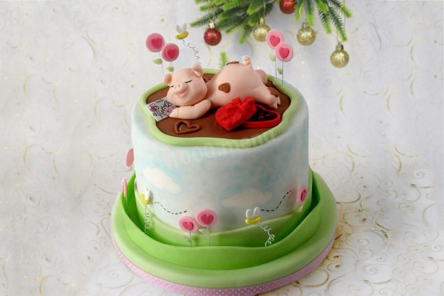 Cake souffle with white chocolate Pig