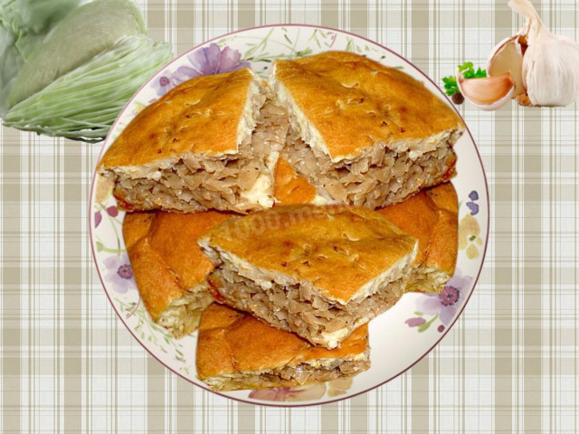 Aspic pie with cabbage and chicken