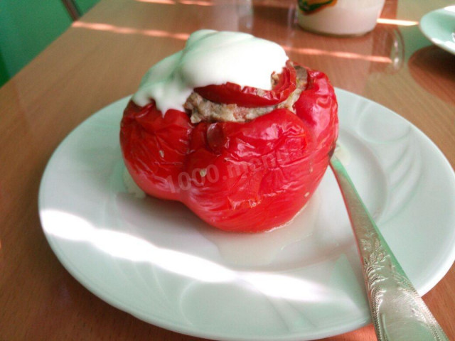 Pepper stuffed with turkey without rice