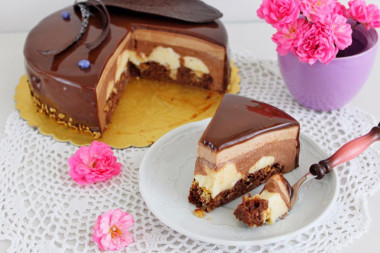 Three chocolate mousse cake