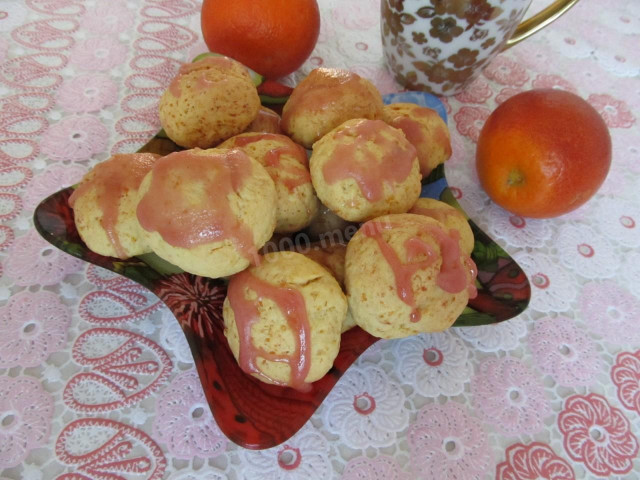 Curd orange cookies with icing