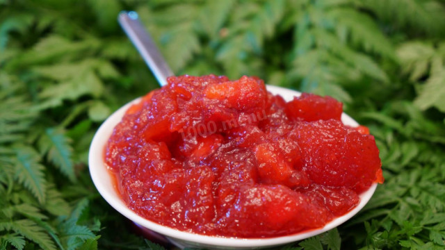 Strawberry jam with pieces of berries with agar-agar
