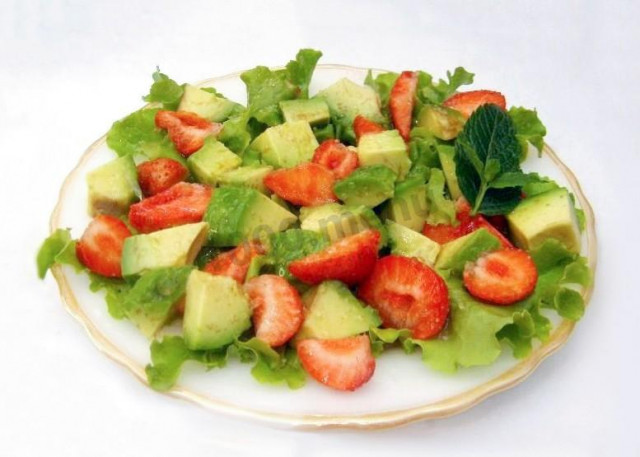 Salad with strawberry avocado and Brazil nuts