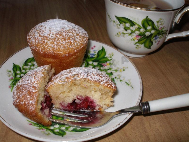 Coconut muffins with cherries