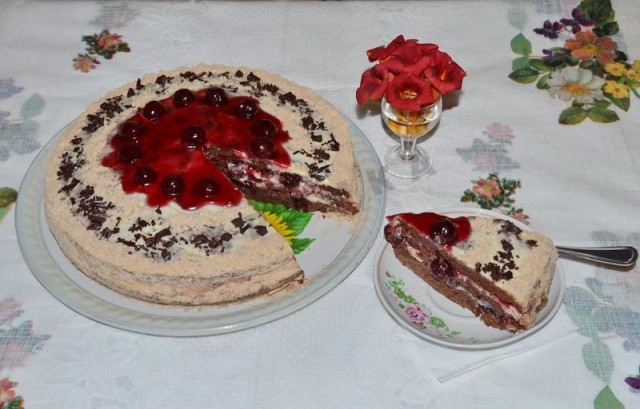 Cherry chocolate cake with sour cream