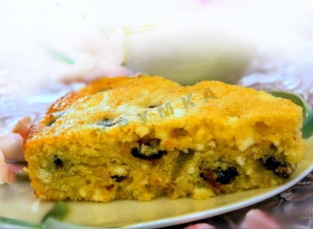 Orange pie with cottage cheese and prunes