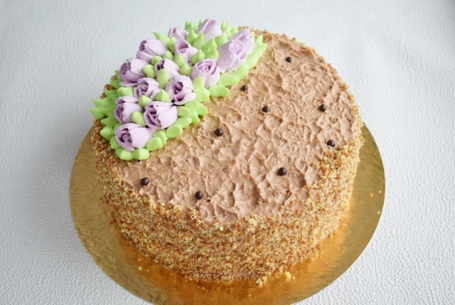 Cocoa cake with milk with prunes and walnuts