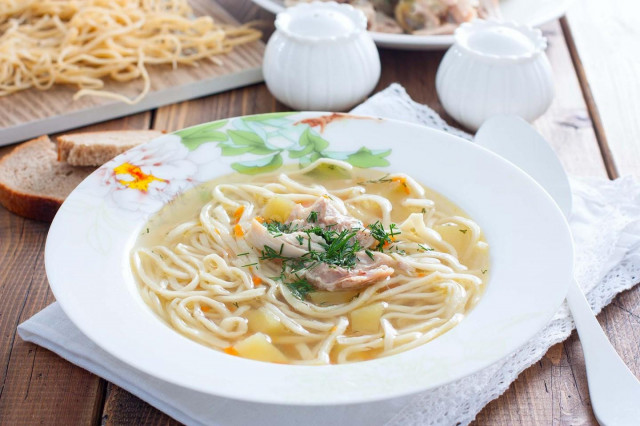 Chicken soup with homemade noodles classic
