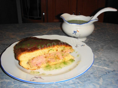 Yeast pie with cabbage and meat