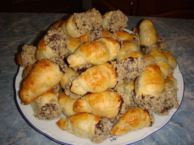 Semi-croissants with chocolate