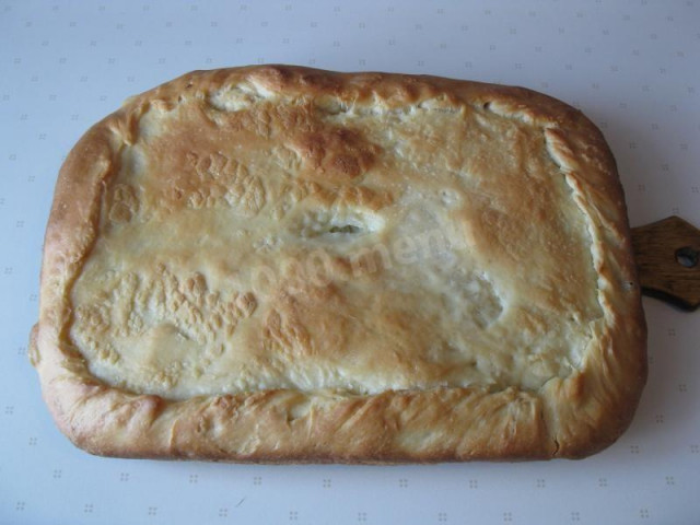 Pie with freshly frozen capelin and onion with yeast