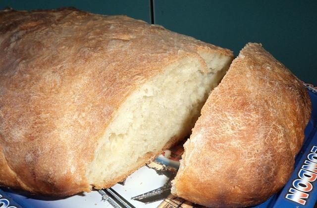 White bread with water and fresh yeast in the form of a loaf