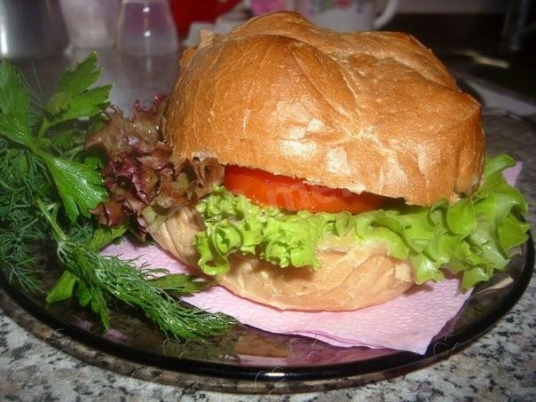 Big burger with minced chicken