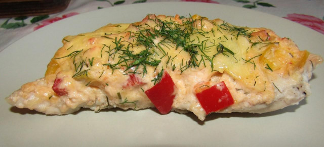 Chicken fillet with pepper and herbs in the oven