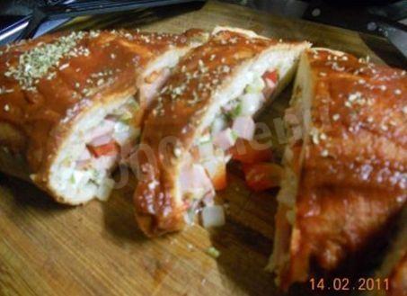 Closed pizza Calzone in the oven