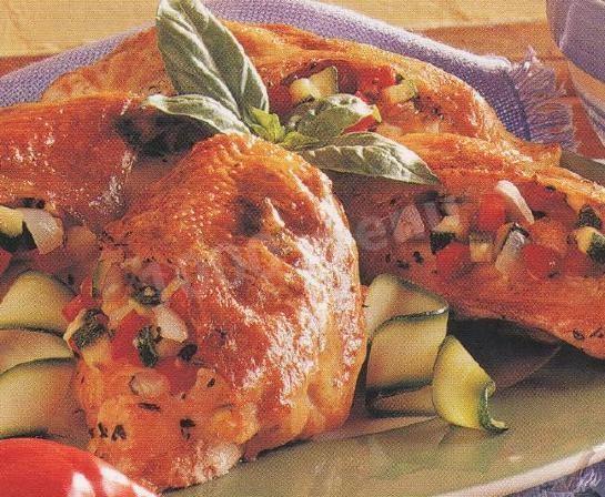 Zucchini stuffed breasts, baked in the oven