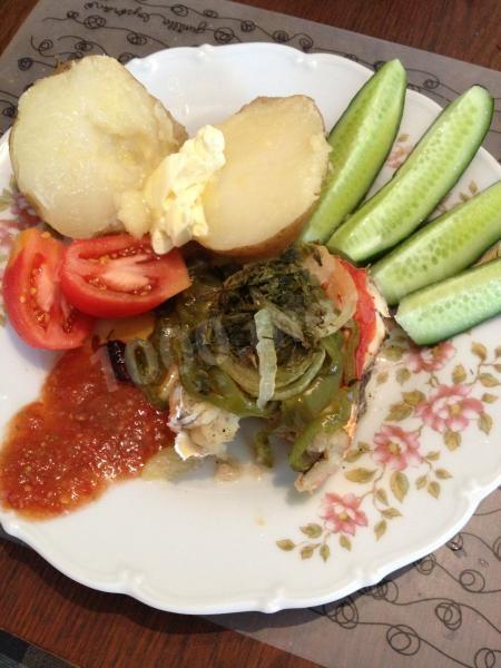 Sea bass in the oven with potatoes