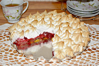 Frozen cherry and meringue pie