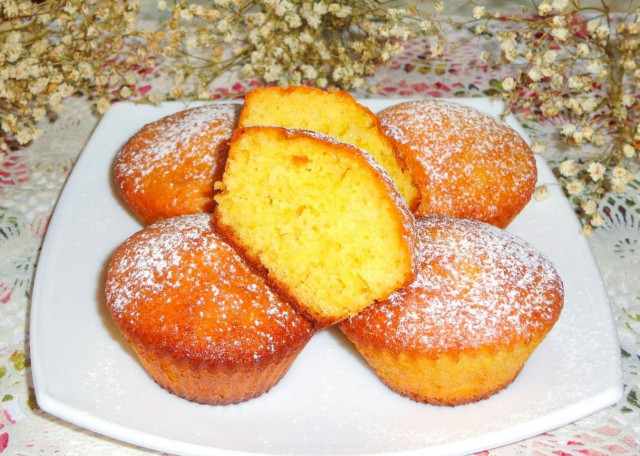 Cottage cheese muffins on margarine