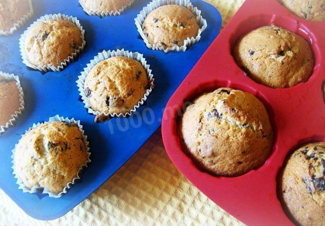Muffins with dark chocolate in 30 minutes