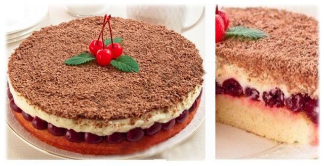 Cake Delight with cherries and mascarpone