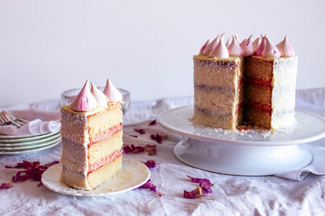 Raspberry coconut cake